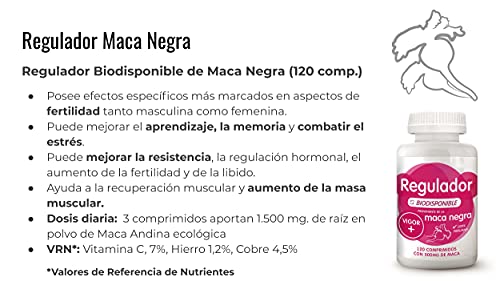 Energy Feelings Comprimidos De Maca Negra Andina Ecológica | Recuperador Muscular Vigorizante Energizante Regulador Hormonal | Maca Negra Biodisponible | 120 Comprimidos De 500mg, color Marron Claro