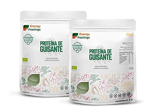 Energy Feelings Proteína De Guisante Ecológica | 82% Proteína Orgánica En Polvo Sin Sabor Añadido | Proteína Vegana | Sin Gluten | Sin Lactosa | Sin Azúcar Añadido, Beige, Único, 1000 Gramo