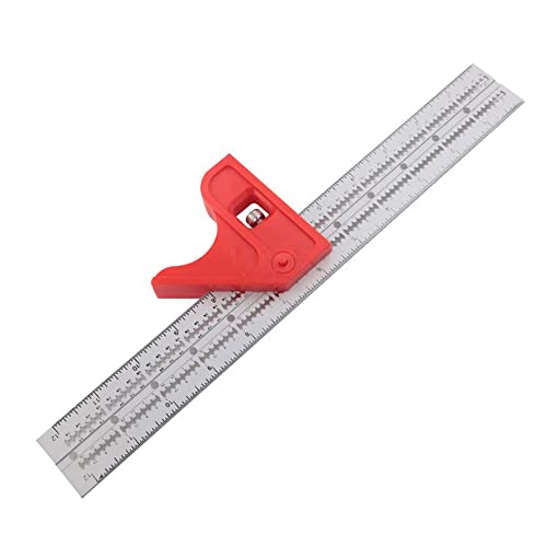 Escuadra para Carpintería, Hillylolly Regla Combinada Escuadra, Escuadra Combinada Ajustable, Regla Ajustable, 12 Pulgadas, para Madera Bricolaje Carpintería, Precisa y de Fácil Manejo, Alu y ABS