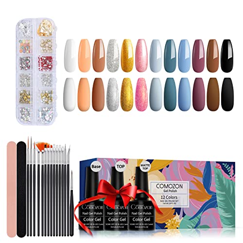 Esmaltes Semipermanentes de Uñas Kit Uñas de Gel Uñas de Gel Kit Completo Gel de Uñas de Gel Pintauñas de Gel 12 Colores Poli Gel Uv Esmalte Pegamento Sólido para Manicura para Niña Mujer