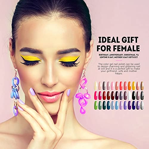 Esmaltes Semipermanentes de Uñas Kit Uñas de Gel Uñas de Gel Kit Completo Gel de Uñas de Gel Pintauñas de Gel 36 Colores Poli Gel Uv Esmalte Pegamento Sólido para Manicura para Niña Mujer (1)