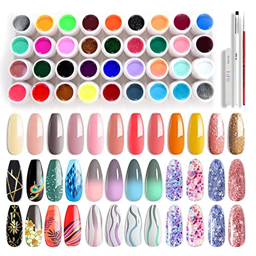 Esmaltes Semipermanentes de Uñas Kit Uñas de Gel Uñas de Gel Kit Completo Gel de Uñas de Gel Pintauñas de Gel 36 Colores Poli Gel Uv Esmalte Pegamento Sólido para Manicura para Niña Mujer (1)