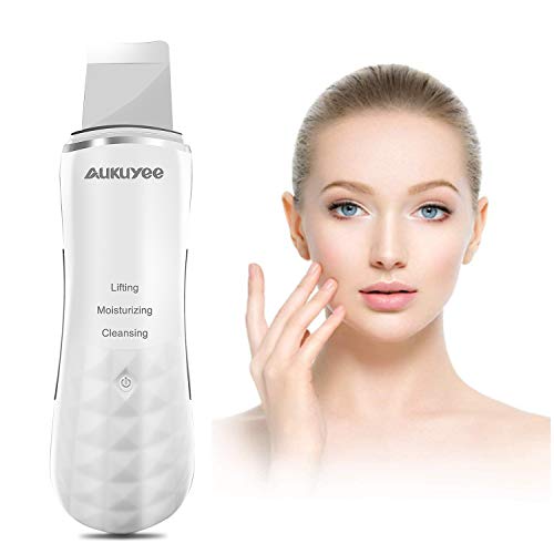 Espatula Ultrasonic Dispositivo, AUKUYEE Ultrasónico de Limpieza de la piel Facial,Depurador de piel facial portátil para Peeling facial poros Limpiador de la piel Dispositivo de belleza para el hogar