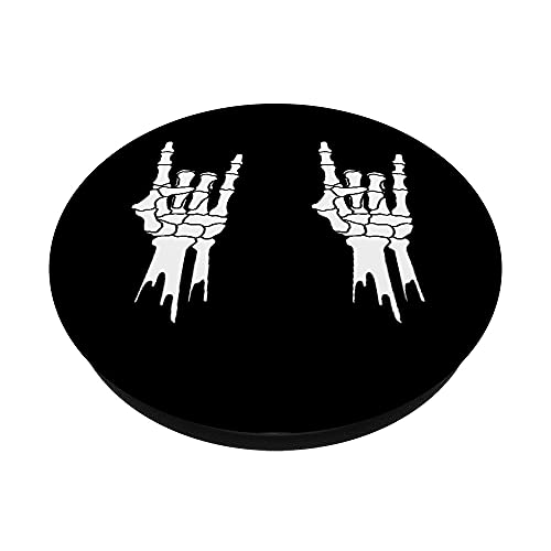 Esqueleto - Rock On Hands - Disfraz de Halloween para hombre y mujer PopSockets PopGrip Intercambiable