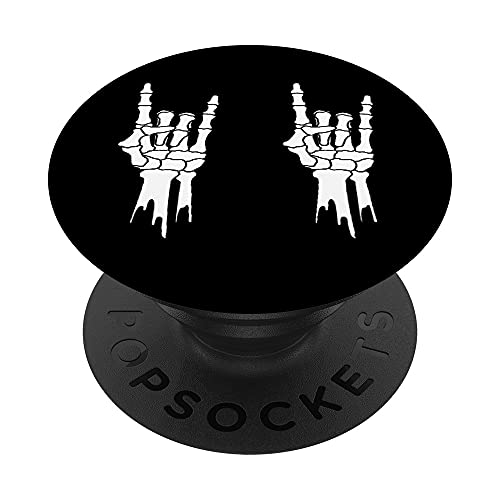 Esqueleto - Rock On Hands - Disfraz de Halloween para hombre y mujer PopSockets PopGrip Intercambiable