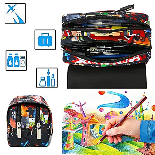 Estuche Escolar Rob-lox, BESTZY Bolsa de Lápiz Portable Estuche Organizador de Material Papelería con Cremallera Doble para Estudiantes en Escuela y Empleados en Oficina