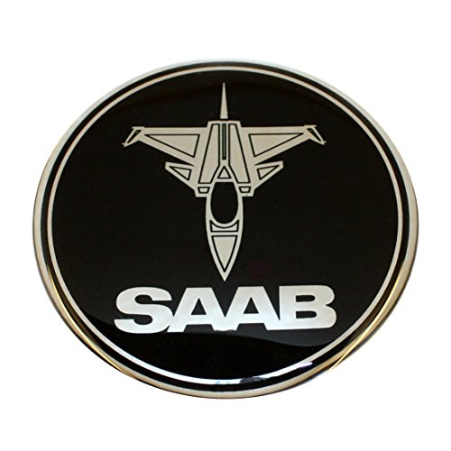 EU-Decals 63,5 mm JET avión SAAB negro cromo capó maletero escotilla insignia emblema cúpula 3D calcomanía autoadhesiva respaldo 9-3