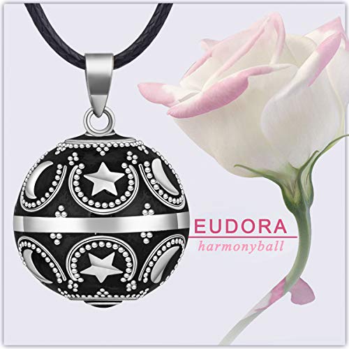 EUDORA Harmony Ball Estrella Luna Collar de Mujer, Llamador de Angeles Embarazada, Colgantes de Mujer Primer Embarazo Mamá Amigo Hermana Esposa Mejor Regalo, 114,3CM + 76,2CM