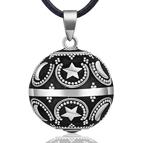 EUDORA Harmony Ball Estrella Luna Collar de Mujer, Llamador de Angeles Embarazada, Colgantes de Mujer Primer Embarazo Mamá Amigo Hermana Esposa Mejor Regalo, 114,3CM + 76,2CM