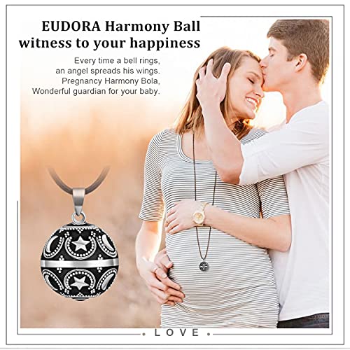 EUDORA Harmony Ball Estrella Luna Collar de Mujer, Llamador de Angeles Embarazada, Colgantes de Mujer Primer Embarazo Mamá Amigo Hermana Esposa Mejor Regalo, 114,3CM + 76,2CM