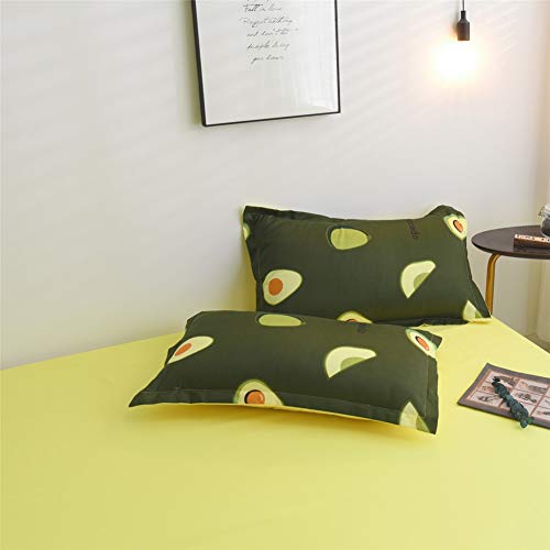 Fansu Juego de Ropa de Cama 4 Piezas, Microfibra Funda de Edredón Sábana Funda de Almohada Cremallera Diseño Funda de Almohada Conjunto De Edredón Hoja Plana (150x200cm,Aguacate)