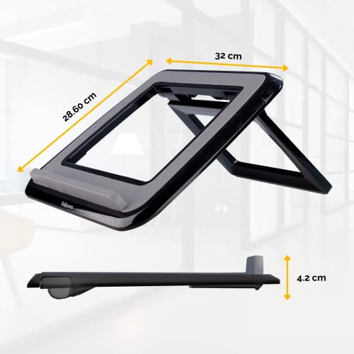 Fellowes I-Spire Series - Soporte Elevador Ajustable para portátil, Ajustable a 7 ángulos, Color Negro