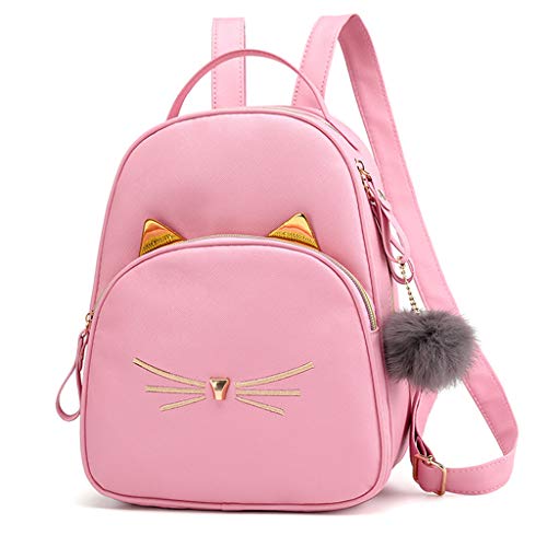 fhdc Mochila Mujeres Estudiantes Mochila Linda Pelota De Pelos Bolso De Escuela De Color Sólido Mochila Bolso De Moda 20 Pulgadas Rosa