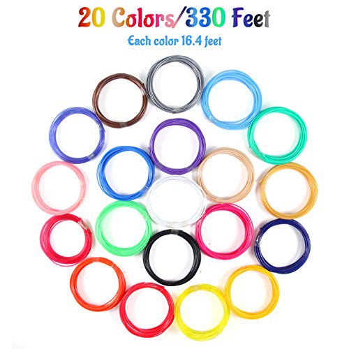 Filamento PLA para Lápiz 3D,3D Pluma Filamento 20 Colores 1.75MM PLA,Total 100M/330 Pies Filamento PLA for 3D Printer