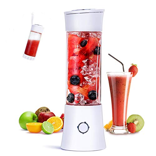 Fityou Batidora de Vaso Individuales, Mini Licuadora Portátil con 6 Cuchillas 480ML Juicer Smoothie Maker USB Recargable Batidoras de Vaso para Fruta, Verdura, Smoothies, Milkshake