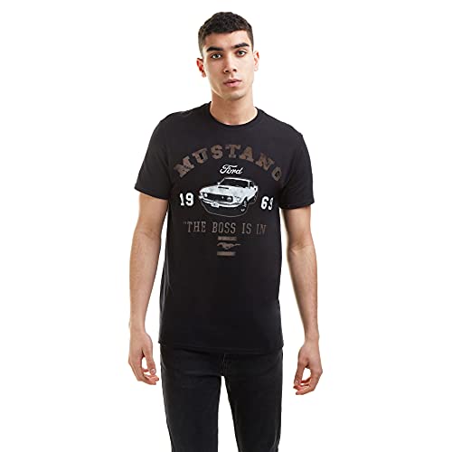 Ford Mustang The Boss is in Camiseta, Negro (Black Blk), Large para Hombre