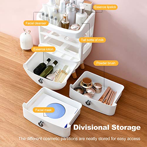 Galatée Organizador del Maquillaje,Cajas Almacenamiento Maquillaje,Organizador joyería multifunción,Cosméticos Joyería Organizador para cosméticos,lápices labiales,Pinceles Maquillaje-M- Blanco