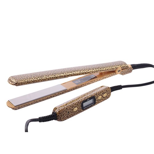 GCK V9 Titanium Gold Leopard - Styler con placas de titanio, 11 cm, blanco