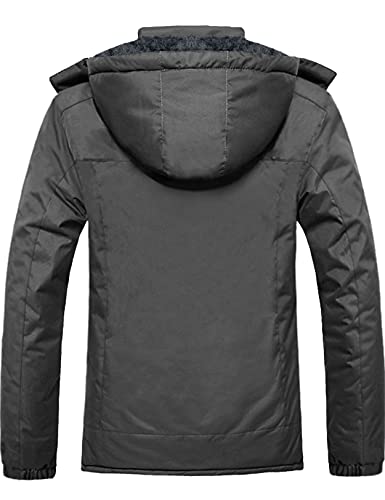 GEMYSE Chaqueta de Esquí Impermeable de Montaña para Hombre Abrigo de Invierno de Lana Antiviento con Capucha (Gris Hierro 08,L)