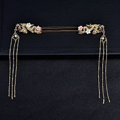 GFDFD Delicate Tassle Dragon Flower Pears Payas Paso Rocker Antiguo Viento Cabello Adorno Classic Real Pein Pines Women Jewelry Wholesale