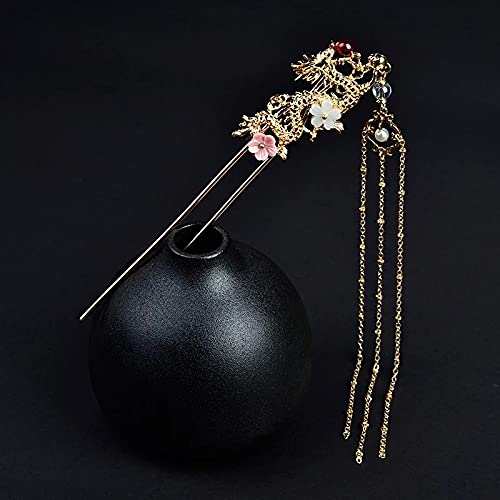 GFDFD Delicate Tassle Dragon Flower Pears Payas Paso Rocker Antiguo Viento Cabello Adorno Classic Real Pein Pines Women Jewelry Wholesale