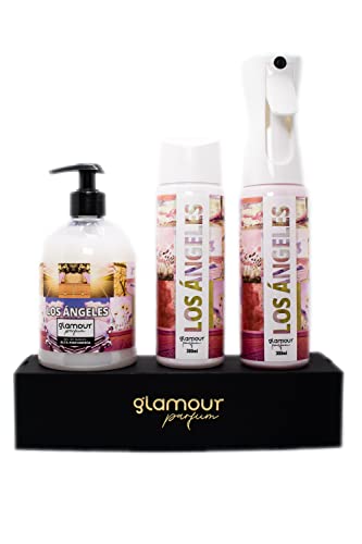 GLAMOUR PARFUM | Pack Completo Los Ángeles | Ambientador Pulverizador | Perfume para Casa | Reutilizable | Con Recargas | Concentración Alta en Esencias