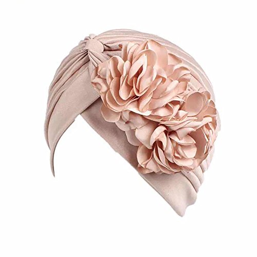 Gorra Beanie De Tela con Flor Color Liso Turbante para Cabeza De Mujer para Cáncer Quimioterapia Chemo Oncológico Noche Pèrdida de Pelo Cabello 2 Unidades (Crupo K, 2)