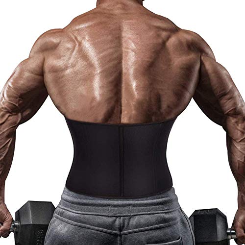 Gotoly Faja Reductora Hombre Neopreno Cintura Entrenador de Sudoración Corset Reductor Abdomen Hombre Ajustable para Deporte Fitness con Efecto Sauna Waist Trainer (M, Negro)