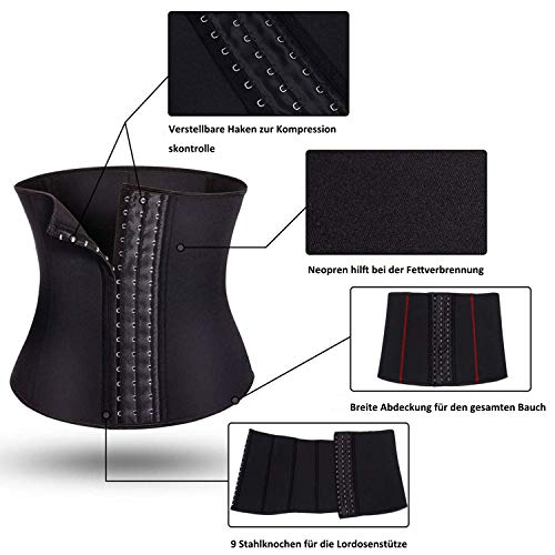 Gotoly Faja Reductora Hombre Neopreno Cintura Entrenador de Sudoración Corset Reductor Abdomen Hombre Ajustable para Deporte Fitness con Efecto Sauna Waist Trainer (M, Negro)