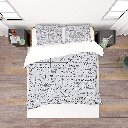 GVJKCZ Funda nórdica estampadaPatrón de fórmula Negro Blanco Juego de Cama de Microfibra 200x200 cm con Cierre de Cremallera +2 Fundas de Almohada 50x75 cm Apto para Adolescentes