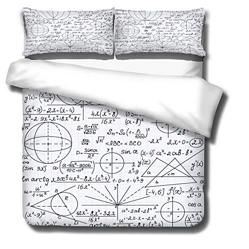 GVJKCZ Funda nórdica estampadaPatrón de fórmula Negro Blanco Juego de Cama de Microfibra 200x200 cm con Cierre de Cremallera +2 Fundas de Almohada 50x75 cm Apto para Adolescentes