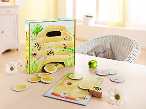 HABA Mis Primeros Juegos - Abella la Abeja - Juego cooperativo de Dados de Color para 1 – 4 Jugadores de 2 años, para Aprender los Colores, 301839