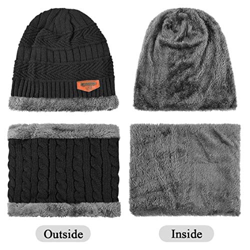 heekpek Gorro Invierno Hombre con Bufanda, Calentar Sombreros Gorras Beanie de Punto Gorro y Bufanda Invierno Hombre Beanie con Bufanda