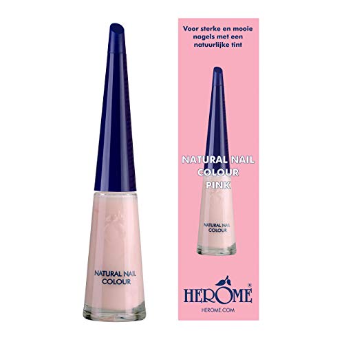 Herome - Esmalte de Uñas Color Rosa, 10 ml | Estilo Natural, Efecto Fortalecedor, Ideal Manicura Francesa, Evita el Desgarre de las Uñas, Pinta Uñas Nude