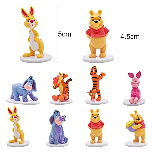 Hilloly 8 pcs Decoración para Tarta Winnie The Pooh Cake Topper Tigger Mini Juego de Figuras Cerdito Niños Fiesta de cumpleaños Pastel Decoración Suministros Fiesta de Boda