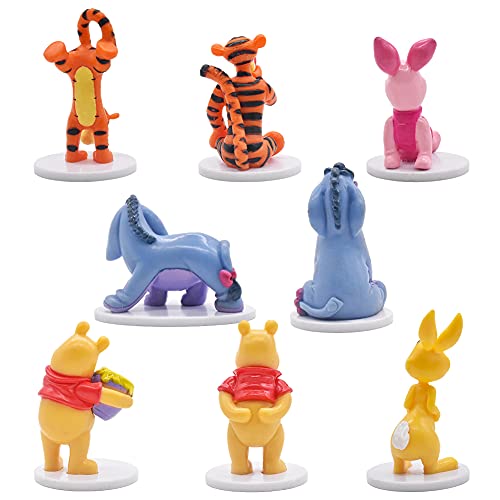 Hilloly 8 pcs Decoración para Tarta Winnie The Pooh Cake Topper Tigger Mini Juego de Figuras Cerdito Niños Fiesta de cumpleaños Pastel Decoración Suministros Fiesta de Boda