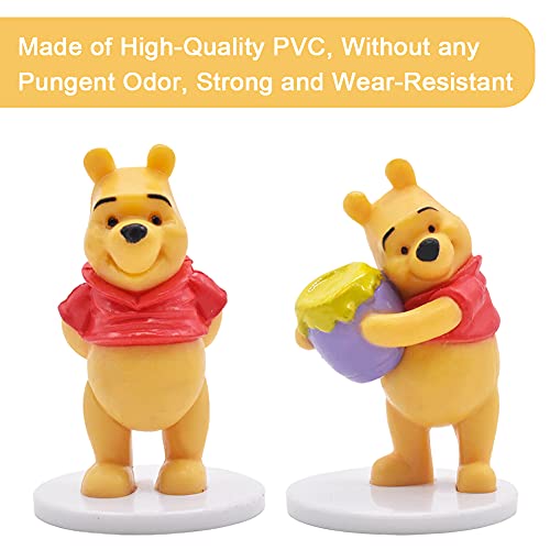 Hilloly 8 pcs Decoración para Tarta Winnie The Pooh Cake Topper Tigger Mini Juego de Figuras Cerdito Niños Fiesta de cumpleaños Pastel Decoración Suministros Fiesta de Boda