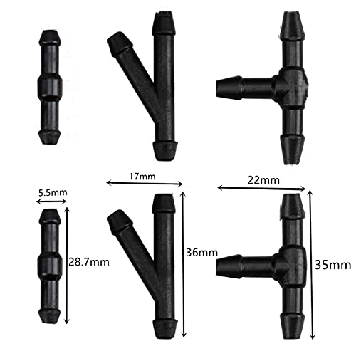 HUAZIZ 3m Juego reparación de manguera de agua para limpiaparabrisas universal, Manguera Limpiaparabrisas Coche, Manguera de Rociadores, manguera flexible de silicona, con30Piezas Conector Manguera