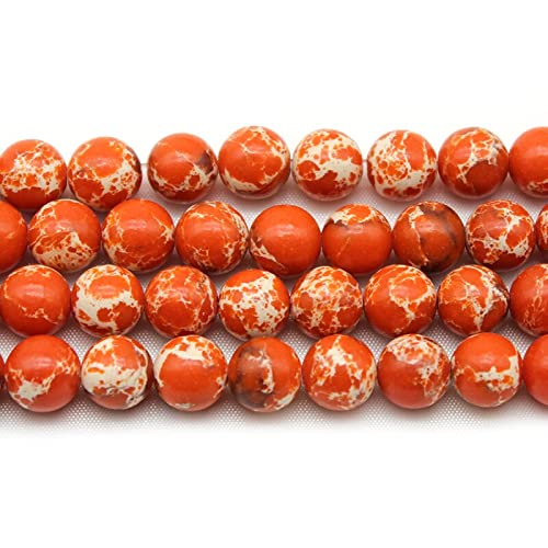 HZLXF1 Nueva Naranja Imperial Jaspers Stone Sediment Turquesa Turquesa Redonda Perlas Sueltas 6 / 8mm Pulsera de Bricolaje for joyería Que Hace 15"Strand