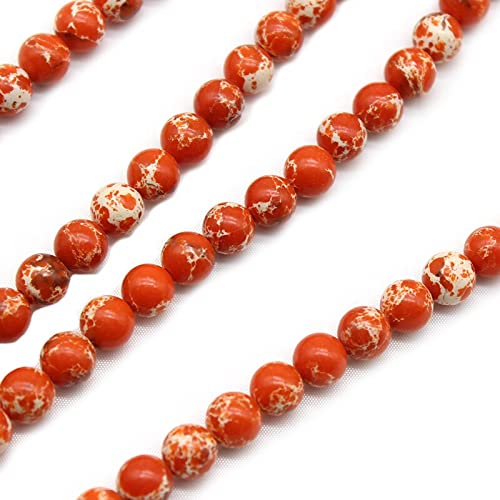 HZLXF1 Nueva Naranja Imperial Jaspers Stone Sediment Turquesa Turquesa Redonda Perlas Sueltas 6 / 8mm Pulsera de Bricolaje for joyería Que Hace 15"Strand