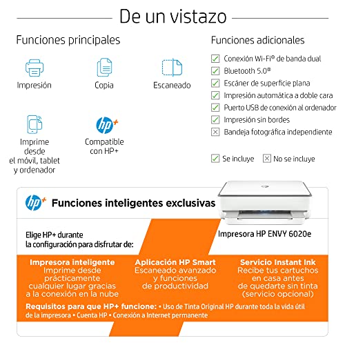 Impresora Multifunción HP Envy 6020e - 6 meses de impresión Instant Ink con HP+