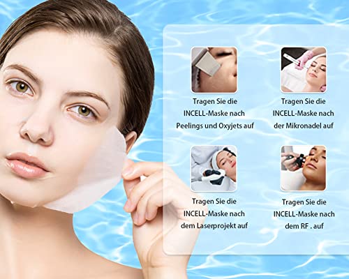 Incellice Mascarilla Facial Hoja Dermapen Dermaroller Mascarillas Reparadoras Sueros Hidratación,calmante,refrescante,Mascarilla calmante después de RF,IPL,Hydra Facial,Fototerapia,Dermoabrasión 5pcs