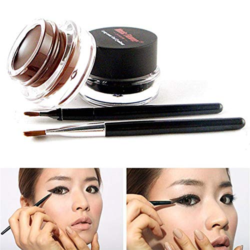 Inconpro Waterproof Delineador de Ojos en Gel Eyeliner Brocha para Maquillaje Y Plantillas para Maquillaje Negro y Marrón Pretty Eye Efecto Smudge Negro Brillo Crema Cosméticos