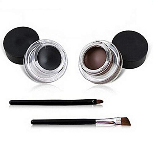 Inconpro Waterproof Delineador de Ojos en Gel Eyeliner Brocha para Maquillaje Y Plantillas para Maquillaje Negro y Marrón Pretty Eye Efecto Smudge Negro Brillo Crema Cosméticos