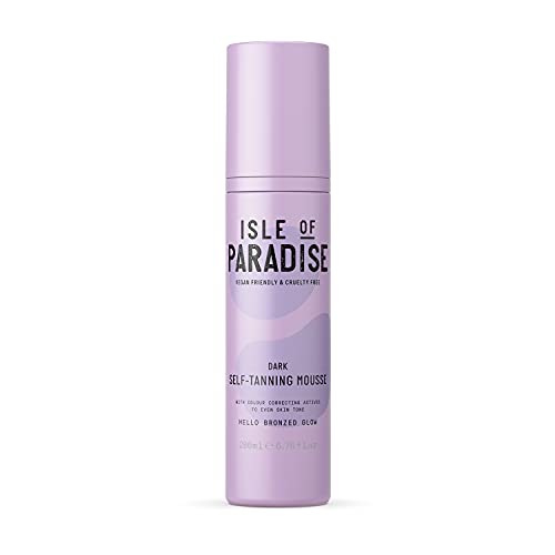 Isle of Paradise Espuma bronceadora falsa, oscura (200 ml) autobronceadora, ingredientes naturales y veganos (el embalaje puede variar)