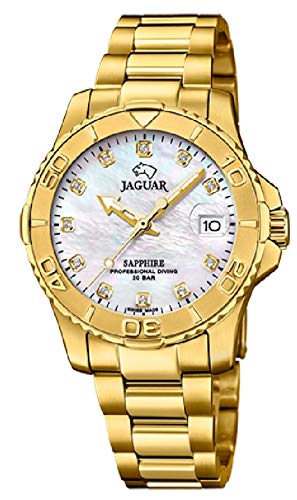 JAGUAR Reloj Modelo J898/1 de la colección Woman, Caja de 34 mm Blanco con Correa de Acero Chapado para señora