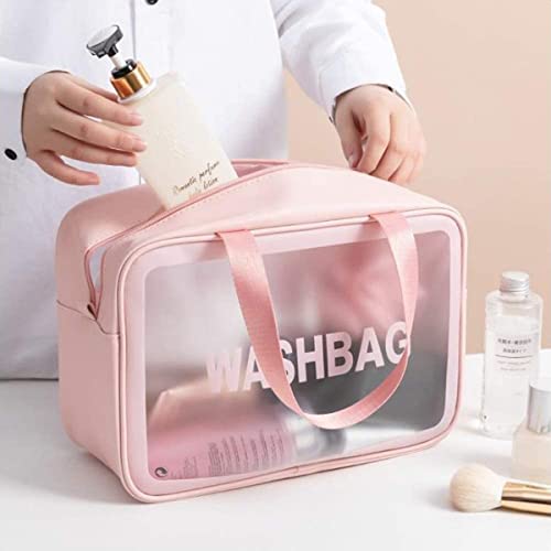 JINJUMEI Bolsa de Aseo Transparente Neceser, Bolsa Portátil de Maquillaje Cosméticos Organizador Impermeable de Viaje portátiles con Cremallera Bolsa de Viaje Impermeable