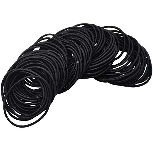 Jinlaili 100 Piezas Gomas Pelo, Gomas de Pelo Elasticas Resistentes, Gomas Pelo Negras Finas, 2mm, Goma Pelo sin Metal, Goma Pelo Algodon, Bandas Elástica del Pelo, Gomas del Pelo para Niñas Mujer