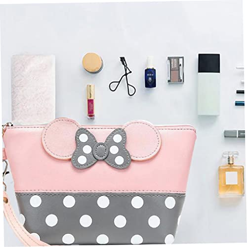 Jorzer Dots Bolso de Maquillaje de Cuero Historieta Arco Caja de cosmética Viaje multifunción Bolso de Viaje con Cremallera Bolsa de Aseo portátil para Mujeres Niños para Mujer Polka Dot