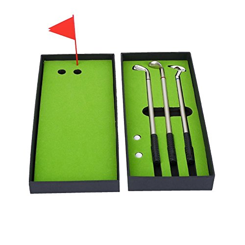 Juego de bolígrafo de golf para escritorio, mini juego de regalo de bolígrafo de golf de sobremesa que incluye 3 piezas de bolígrafo de mini golf y decoraciones de papelería de bandera para fanáticos